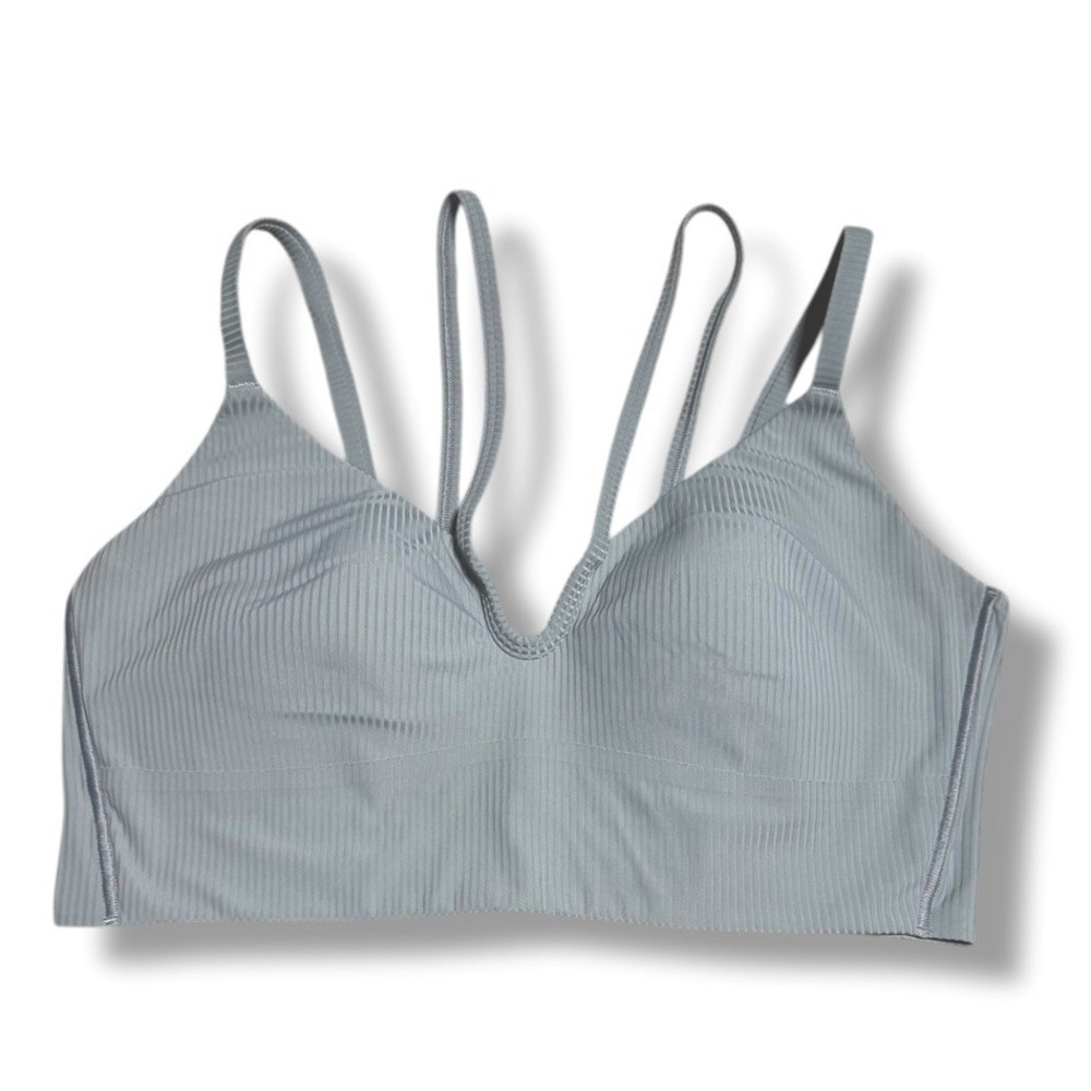 Lululemon Size 8 Like a Cloud Strappy Longline Ribbed Bra Light Support Blue